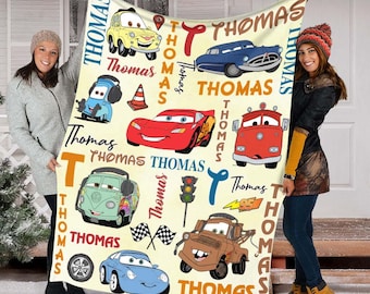 Personalized Disney Cars Blanket, Lightning McQueen Mater Doc Hudson Sally Birthday Boy, Birthday Girl Home Decor, Cozy Disney Home Decor