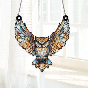 Owl Acrylic Suncatcher Hanging Window, Owl Acrylic Suncatcher, Owl Ornament, Owl Lover Gift, Bird Home Decor, Bird Lover Gift, Housewarming