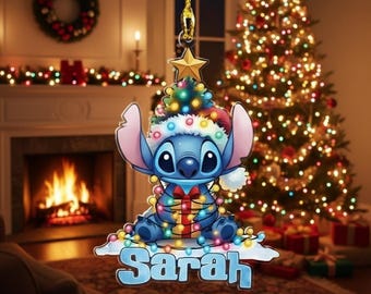 Personalized Name Stitch Ornament, Stitch Christmas Ornament, Christmas Tree Decor Ornament, Keepsake Ornament, Disneyland Keepsake 2025