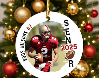 Custom Football Player Photo Christmas Ornament, Football Senior Ornament 2025, Football Team Gift For Boy, Coach Gift, Grandparents Gift