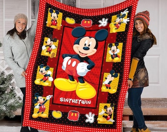 Gepersonaliseerde Disney Mickey Mouse deken, aangepaste Disneyland deken, Disneyworld verjaardagscadeau jarige, gezellig Disney Home Decor