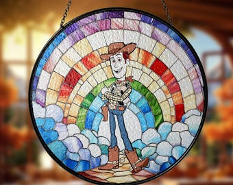 Disney Toy Story Glass Suncatcher, Toy Story Characters Glass Suncatcher, Woody Suncatcher Window Hangings, Disney Wall Hanging Decor