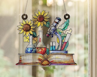 Science Teacher Gift, Science Teacher Acrylic Suncatcher Window Hanging, Gift for Science Teacher, Science Lab Teacher Ornament,Teacher Gift