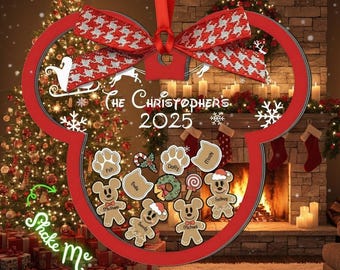 Personalized Name Gingerbread Christmas Ornament, Custom Mickey Gingerbread Ornament, Family Ornament 2025, WDW Disneyland Shaker Ornament