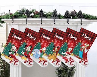 Personalized Mickey and Friends Xmas Stocking, Disney Christmas Stockings, Disney Family Stocking, Stocking With Name, Christmas 2025 Decor