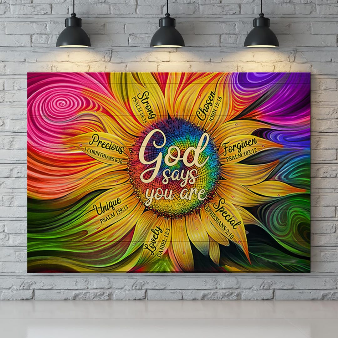 God Says You Are Unique, Sunflower Painting, Landscape Canvas Prints ...