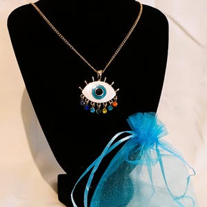 Gold Evil Eye Necklace Spiritual Jewelry Amulet Delicate Protective Statement Pendant Handmade Gift for Her Good Luck Charm Evil eye choker