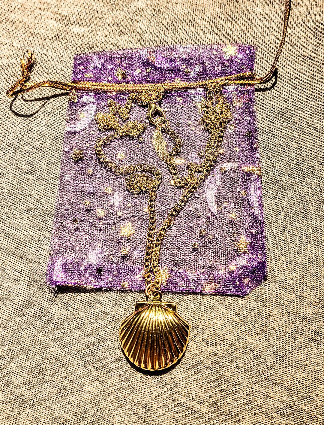 Gold Seashell Locket Necklace Beach Mermaid Ocean Jewelry Gift Sea Life ...