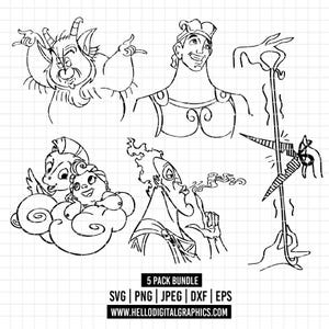 2522 - Hercules Line Art Pack Bundle SVG, Eps, Png, Dxf, Jpeg (Fil - Hercules - Pegasus - Hades)