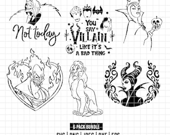 3471 - Disneey villains line art pack bundle Svg, Eps, Png, Dxf, Jpeg (Cruella de Vil - Ursula - Evil queen - hades - Scar - maleficent)