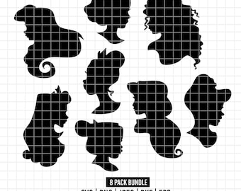 2643 - Disneey princess pack bundle SVG, PNG, EPS - Disneyy Princess silhouettes sketch clipart vector. Disney princess icons dtf