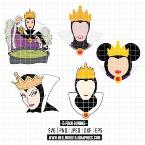 3529 - Evil queen dtf pack bundle full color Svg, Eps, Png, Dxf, Jepg (Silhouettes - Poising - Evil queen)