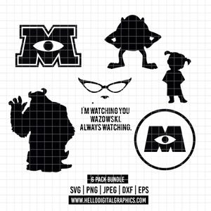 3473 - Monster inc dtf pack bundle Svg, Eps, Png, Dxf, Jpeg (Mike - Boo - Sullivan - logo circle - logo - quote)