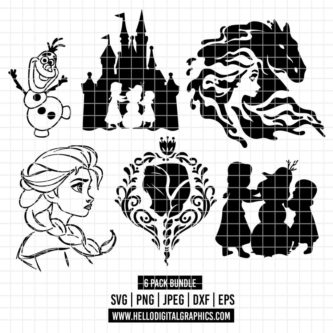 2191 - Frozen Pack Bundle Line Art Dtf Svg, Eps, Png, Dxf, Jpeg (olaf ...