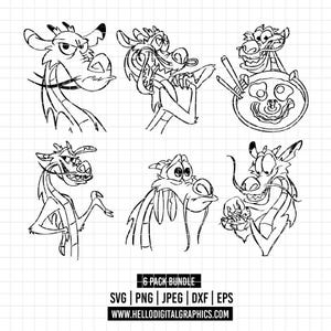 May include: A black and white digital art bundle featuring six different dragon illustrations in various poses and expressions. The text "6 PACK BUNDLE" is at the bottom, along with file type options and a website address.