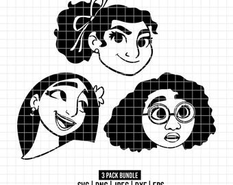 3097 - Encanto's Madrigal sisters silhouettes pack bundle SVG, PNG, EPS - Encanto clipart. Isabella, Mirabel, Luisa Madrigal silhouettes dtf