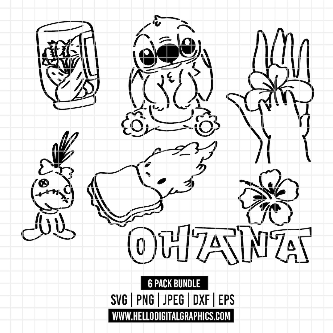 3310 - Stitch & Scrump Line Art Pack Bundle Svg, Eps, Png, Dxf, Jpeg ...
