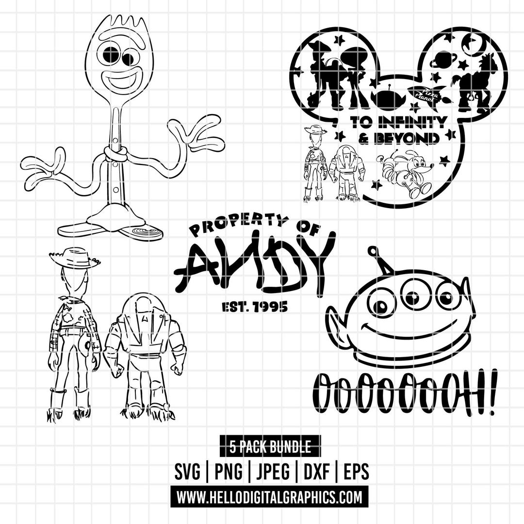 3546 - Toy Story Characters Pack Bundle Line Art Svg, Eps, Png, Dxf ...
