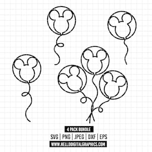 2729 - Disneyy balloons pack bundle SVG, EPS, PNG - Disneey ballons pack dtf clipart vector. Disney birthdays dtf. Mickeyy balloons pack dtf