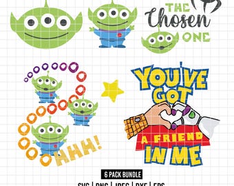 2606 - Toy story aliens dtf pack bundle full color Svg, Eps, Png, Dxf, Jpeg (alien - Alien's head - Star - Woody and buzz's heart -the claw)