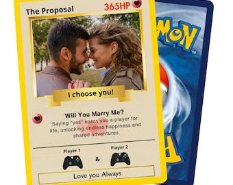 Carta di proposta Pokémon personalizzata, regalo di fidanzamento personalizzato, ricordo di nozze, carta collezionabile per anniversario, regalo di compleanno, Pokémon personalizzati