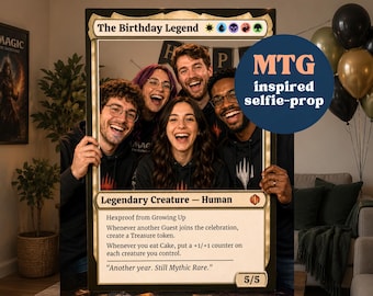 Download digital: Painel de selfie de aniversário de Magic: The Gathering | Moldura personalizada para cabine de fotos de MTG | Decoração de festa temática de fantasia para imprimir | A1 61 x 86 cm