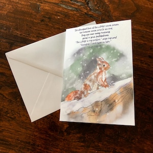 Verset biblique aquarelle écureuil roux Carte de voeux chrétienne