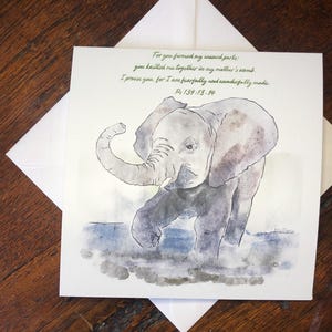 Versículo bíblico de acuarela de elefante / Tarjeta para un nuevo bebé / Tarjeta de bautismo o dedicación / Tarjeta de felicitación / 1 Juan 139:13-14 / Tarjeta de cumpleaños