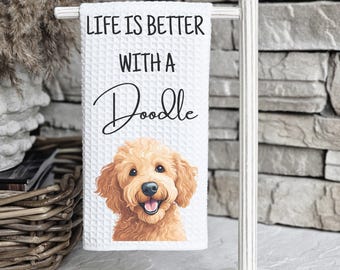 Paño de cocina Goldendoodle, Regalo Goldendoodle, Paño de cocina con diseño de perro, Perro Doodle, Mamá Golden Doodle, Golden Doodle, Decoración de cocina, Regalo de boda