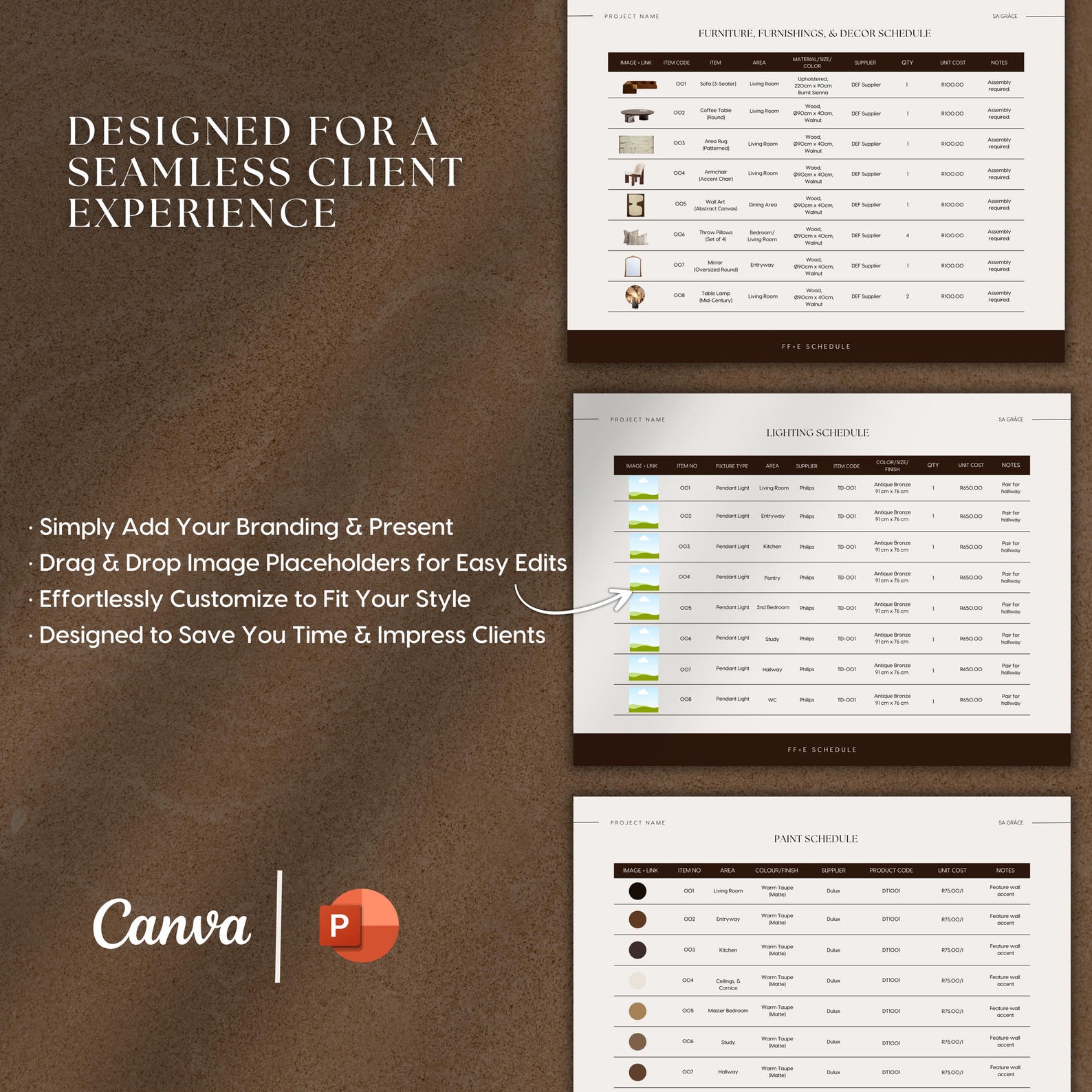 Ffe Shcedule Example FF&E Schedule Template | Interior Design Furniture and Materials ...