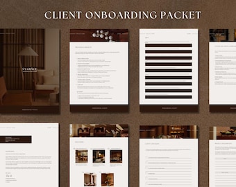 Pacchetto di onboarding per clienti di interior design / Modello Canva e PowerPoint di lusso e moderno