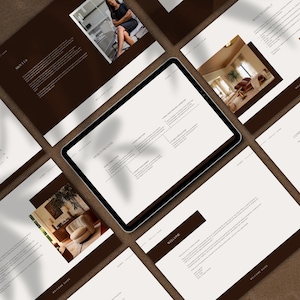 Plantilla de guía de bienvenida para clientes / Resumen del proceso de incorporación de clientes en el diseño de interiores / Canva y PowerPoint