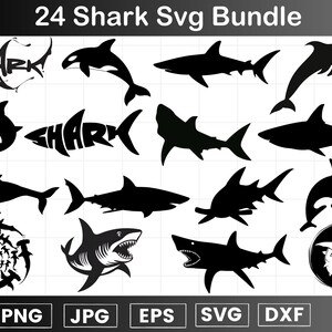Shark Svg Bundle - Shark Png -Sharks Svg -Cute Shark Svg - Shark Clipart -Shark Silhouette - Shark Cricut -Shark Face Svg - Instant Download