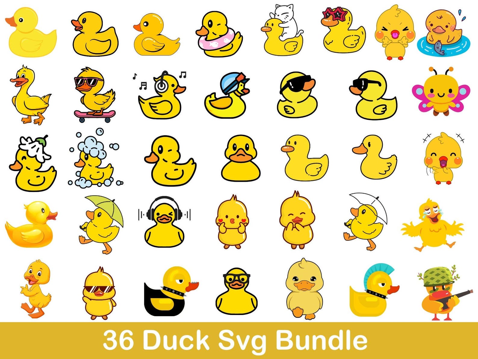 Duck Svg Bundle - Rubber Ducky Svg - Rubber Duck Svg - Duck Clipart ...