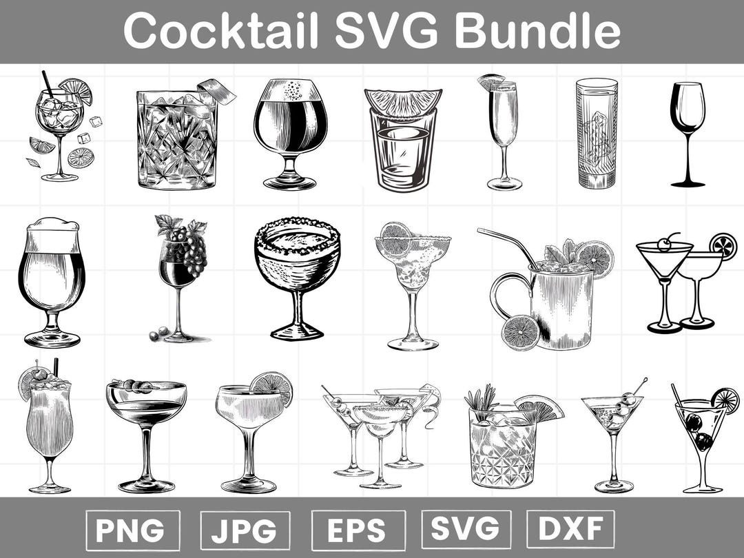 Cocktail SVG Bundle - Cocktail Vector - Cocktail Cut Files - Cocktails ...
