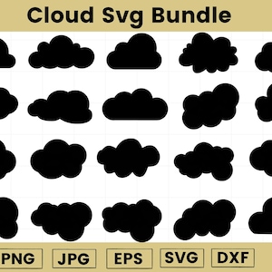 Cloud Svg File - Cloud Clipart - Cloud Bundle Svg - Cloud Clip Art - Cloud Cricut - Clouds Silhouette - Cloud Cut File - Digital File