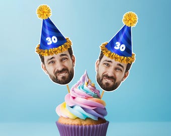 Cupcake personalizado con cara - Cupcake de cumpleaños con foto personalizada para 20, 30, 40 y 50 años.