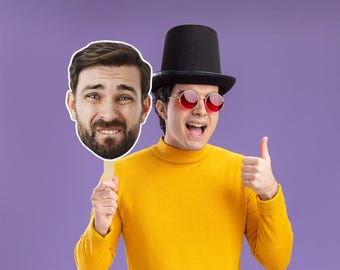 Cara en un palo, cabeza grande en un palo, recorte de cara personalizado, la mejor fiesta de cumpleaños código01