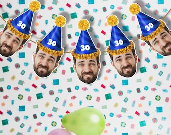 Pancarta personalizada con foto para fiestas de cumpleaños de 20, 30, 40 y 50 años.