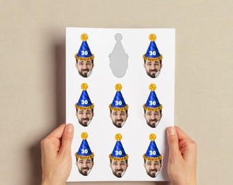 Pegatinas faciales personalizadas para fiestas de cumpleaños de 20, 30, 40 y 50 años.
