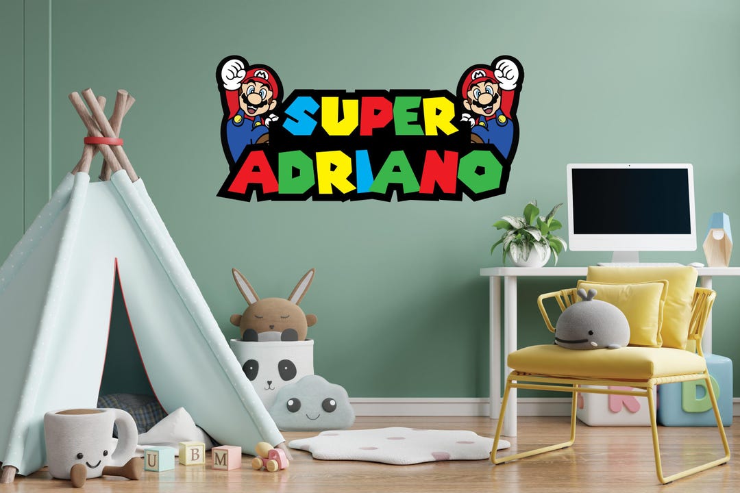 Super Mario Custom Name Wall Decal Color Block Sticker - Etsy