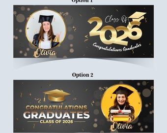 Pancarta de graduación personalizada, decoraciones para fiesta fotográfica de la clase de 2026