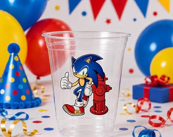 Vasos para fiestas de cumpleaños de Sonic, artículos para eventos y decoraciones de cumpleaños.