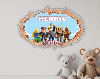 Vinilo decorativo personalizado de Roblox para pared, decoración para sala de gamers, autoadhesivo 051