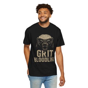 Honey Badger Unisex T-shirt, Grit Bloodline Graphic Tee, Growling Animal Shirt, Wildlife Lover Gift, Nature Inspired Clothing