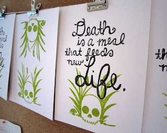 Death is a Meal -- Original Linocut Print