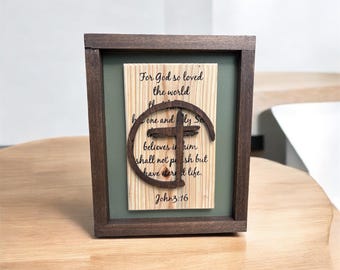 Rustic Framed Wooden John 3:16 Sign – Christian Home Decor