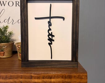 Faith Wood Sign – 3D Lettering, Rustic Farmhouse Decor