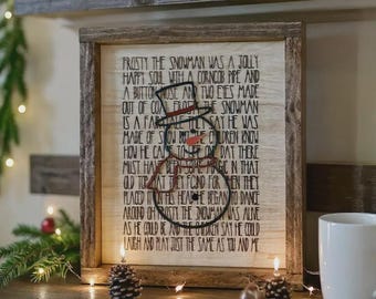 Handmade Frosty the Snowman Lyrics Wood Sign – Rustic Farmhouse Christmas Wall Decor