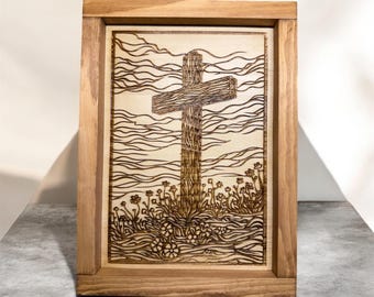 Simple Wooden Cross Wall Art, Faith Decor, Christian Home Gift